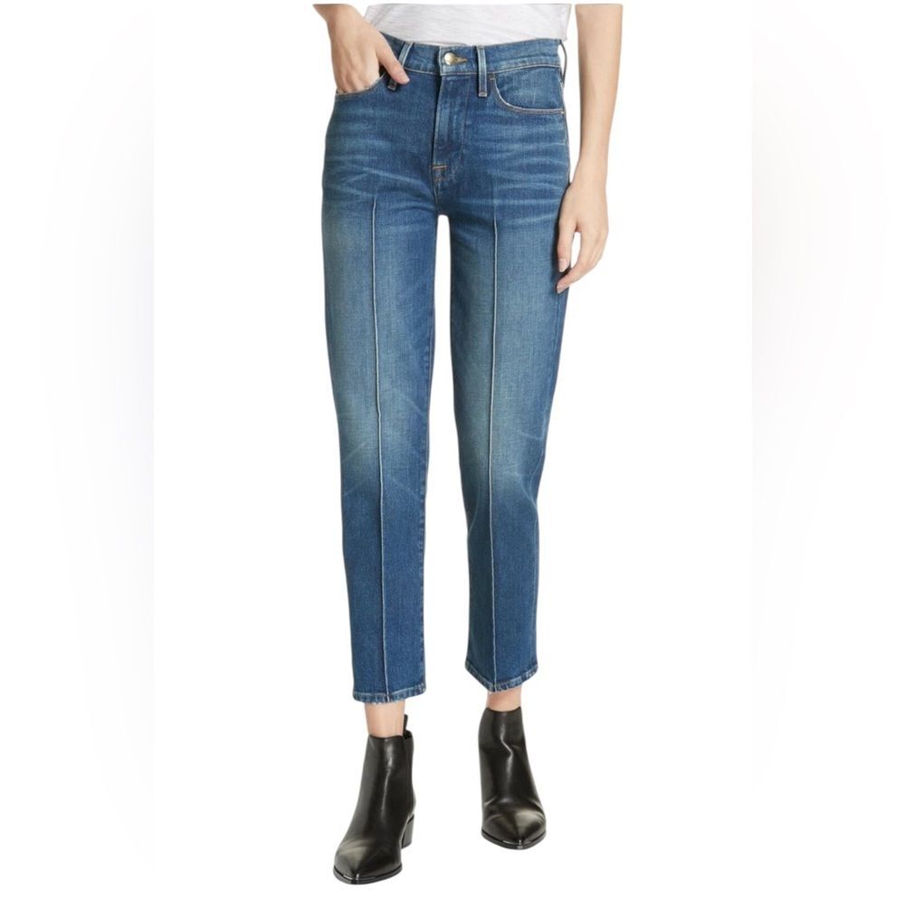 Frame Le High Straight Leg Denim Jeans Womens Size 26 Pintucked Boylston Wash
